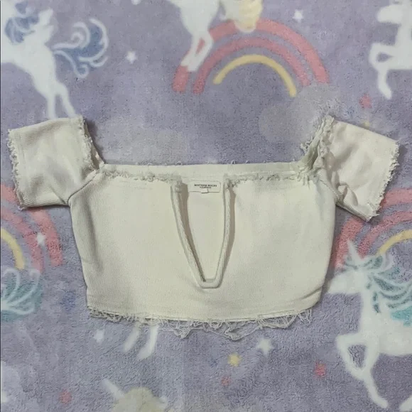 Mistress Rocks Rarity White Jersey Bardot Top - Picture 5 of 8